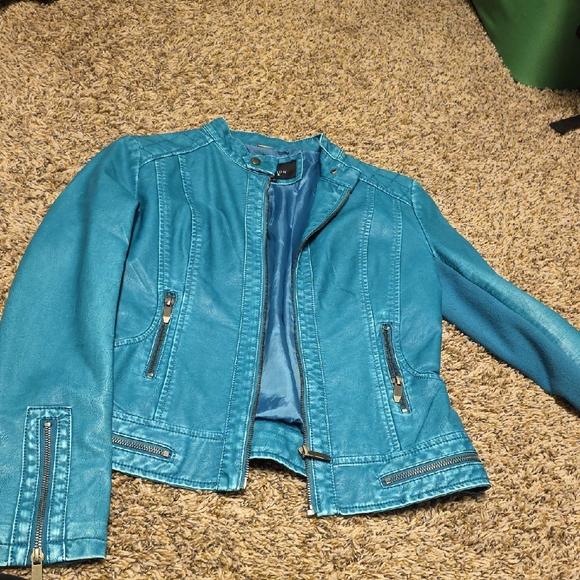 La Coalition Jackets & Blazers - Vibrant Blue Leather Jacket for Women